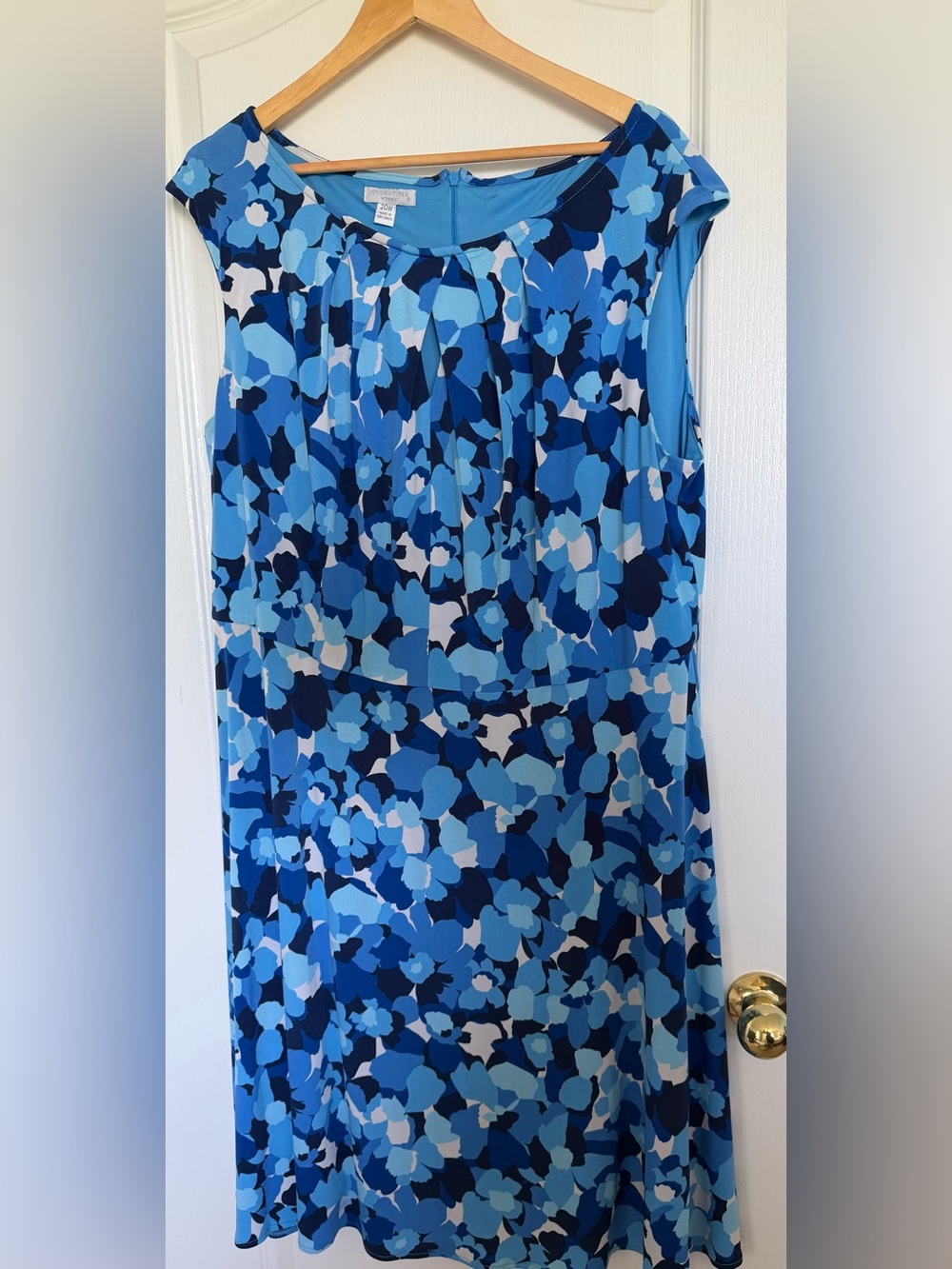 London Times Blue Multi floral cap-sleeve midi dress